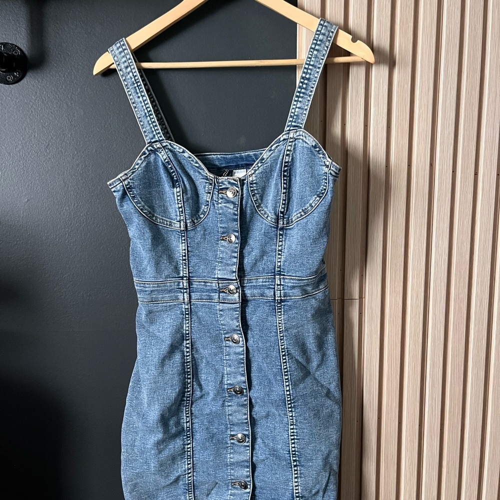 Denim Button-Front Dress
